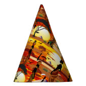 アフリカの太陽に輝くアフリカの美しい女性のシルエット パーティーハット (右)