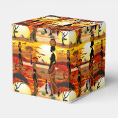 アフリカの太陽に輝くアフリカの美しい女性のシルエット フェイバーボックス (裏面サイド)