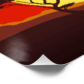 アフリカの太陽に輝くアフリカの美しい女性のシルエット ポスター (コーナー)