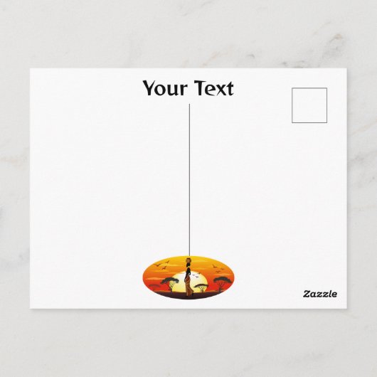 アフリカの太陽に輝くアフリカの美しい女性のシルエット ポストカード (裏面)