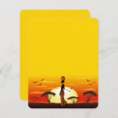 アフリカの太陽に輝くアフリカの美しい女性のシルエット 出欠カード (正面/裏面)