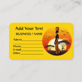 アフリカの太陽に輝くアフリカの美しい女性のシルエット 名刺 (正面)