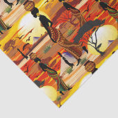 アフリカの太陽に輝くアフリカの美しい女性のシルエット 薄葉紙 (詳細)