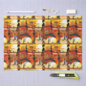 アフリカの太陽に輝くアフリカの美しい女性のシルエット 薄葉紙 (クラフト)