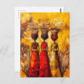 アフリカの女性が穀物を収穫 ポストカード (正面/裏面)