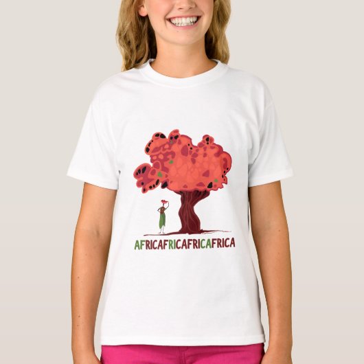 アフリカの女性とマホガニーのTシャツ Tシャツ (正面)