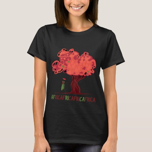 アフリカの女性とマホガニーのTシャツ Tシャツ (正面)