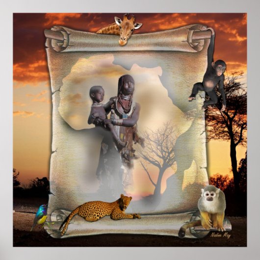 アフリカの女性と子供 ポスター (正面)