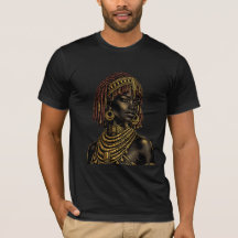 アフリカの女性のゴールドの肖像Tシャツ - 文化G