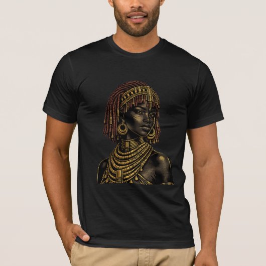 アフリカの女性のゴールドの肖像Tシャツ - 文化G Tシャツ (正面)