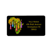 アフリカの女性のドカラフルレスドレスを着た地図 ラベル (正面)