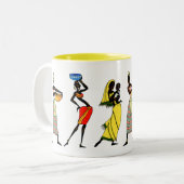 アフリカの女性の種族の生命あなたの背景色 ツートーンマグカップ (正面左)