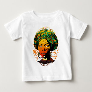 アフリカの女性の肖像と夕焼け ベビーTシャツ