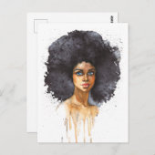 アフリカの女性。ファッションポートレート、水彩 ポストカード (正面/裏面)