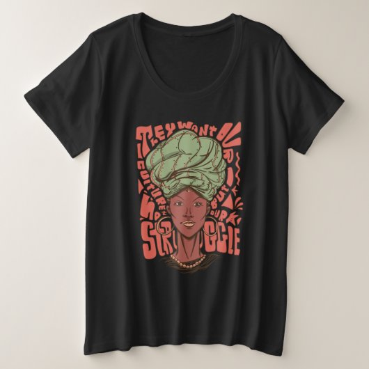 アフリカの女性 ブラックヒストリー月間 プラスサイズTシャツ (デザイン正面)