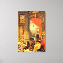 アフリカの女王と息子とライオンと宮殿 キャンバスプリント