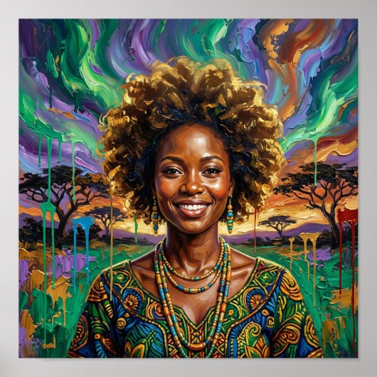 アフリカの女王の笑顔 ブラックウーマン ウォールアート (正面)