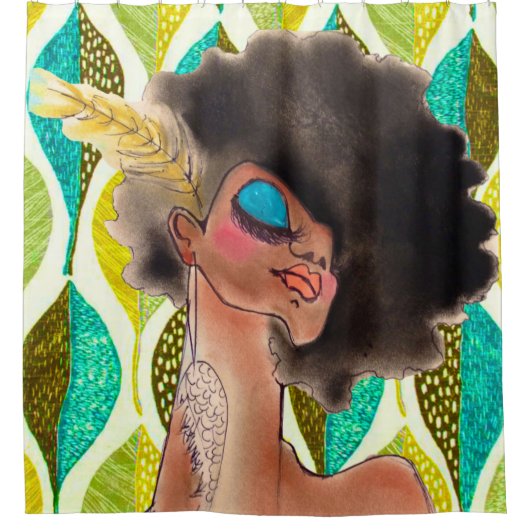 アフリカの妖精のシャワー・カーテン シャワーカーテン (正面)