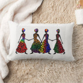 アフリカの姉妹舞踊 ランバークッション (ブランケット)