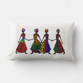 アフリカの姉妹舞踊 ランバークッション