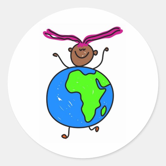 アフリカの子ども ラウンドシール (正面)