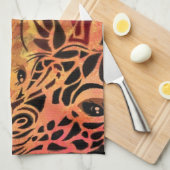 アフリカの少女とキリン-友人-アートスケッチ- キッチンタオル (四つ折り)