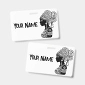 アフリカの少女の肖像 タトゥー トライバル バッジ (正面＆裏面)