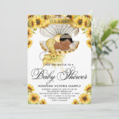 アフリカの少女ひまわりベビーシャワー招待状 招待状 (スタンド正面)