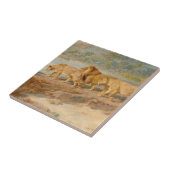 アフリカの川岸の獅子 タイル (側面)