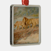 アフリカの川岸の獅子 メタルオーナメント (右)