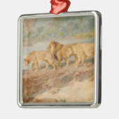 アフリカの川岸の獅子 メタルオーナメント (左)