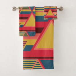 アフリカの平カラフル三角形パターン バスタオルセット