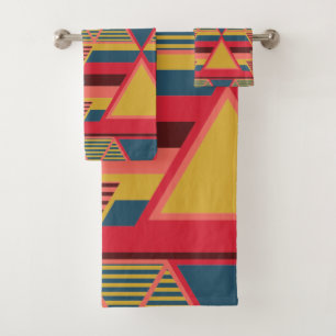 アフリカの平カラフル三角形パターン バスタオルセット