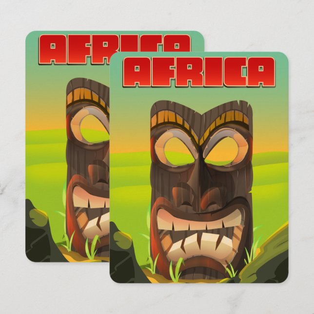 アフリカの彫刻された頭 (正面/裏面)