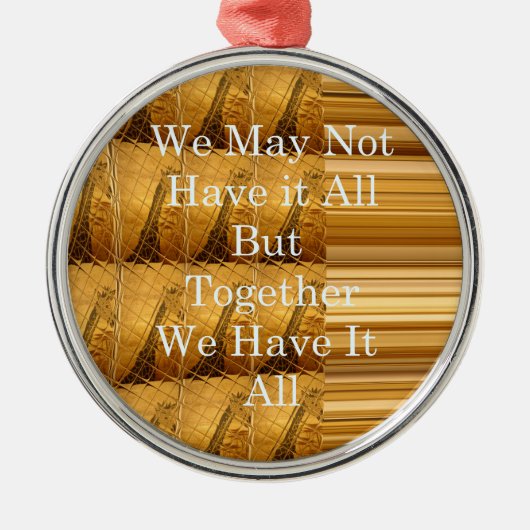 アフリカの感動的野生生物デザインとのメッセージ メタルオーナメント (正面)