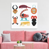 アフリカの抽象芸術部族芸術 キャンバスプリント (インサイチュ (リビング))