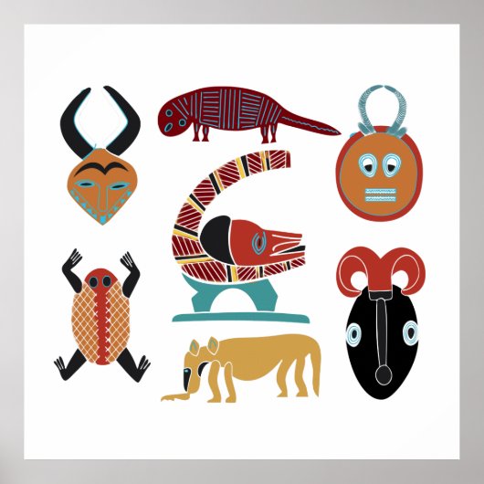 アフリカの抽象芸術部族芸術 ポスター (正面)