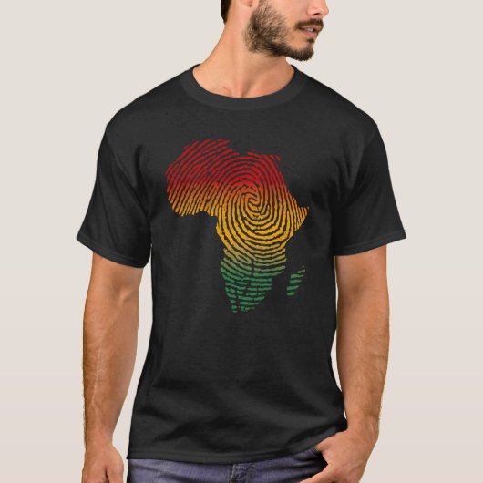 アフリカの指紋アフリカ国旗の黒プライドDNA Af Tシャツ (正面)