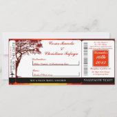 アフリカの搭乗券の結婚式招待状の日没 招待状 (正面)