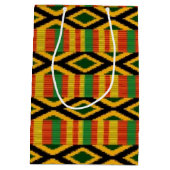 アフリカの数々のな色パターンプリントのデザイン ミディアムペーパーバッグ (裏面)