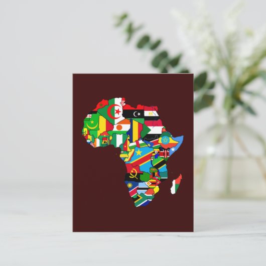 アフリカの新アフリカ国旗の地図 ポストカード (スタンド正面)
