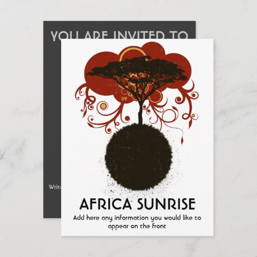 アフリカの日の出のカスタマイズ可能 招待状 (正面/裏面)