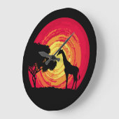 アフリカの日没 ラージ壁時計 (傾斜)