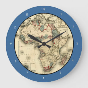 アフリカの旧式なアフリカのプリントのViintage 1874の地図 ラージ壁時計