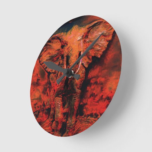 アフリカの暑さ – 野生の象 ラウンド壁時計 (傾斜)