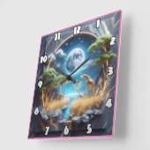 アフリカの月明かりの下をさまようキリン スクエア壁時計 (傾斜)