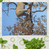 アフリカの木に豹 キッチンタオル (折り畳み)