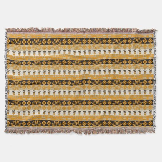 アフリカの民族のスタイルの種族のストライプなパターン スローブランケット (正面)