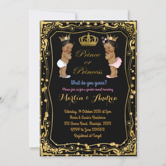 アフリカの民族の王子またはプリンセスの性は明らかにします 招待状 (正面)