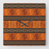 アフリカの民族アディンクラのシンボル スクエア壁時計 (正面)